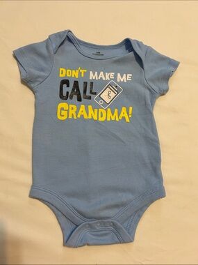 Don't Make Me Call Grandma! Blue Baby One-Piece